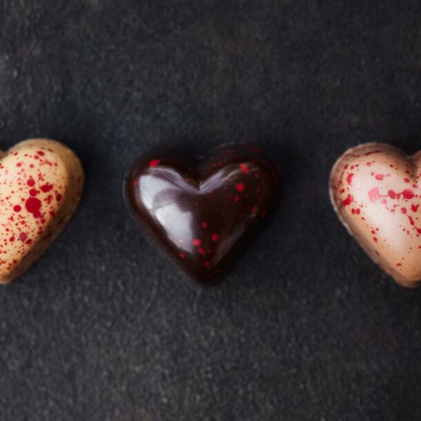 St-Valentin - Trio de coeurs au caramel