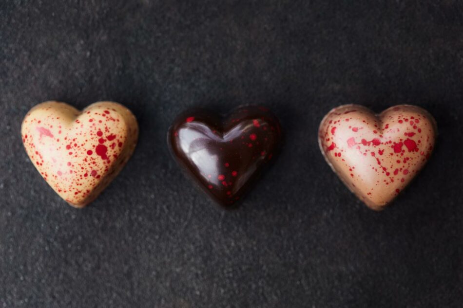 St-Valentin - Trio de coeurs au caramel