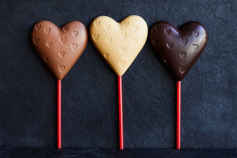 St-Valentin - Trio suçons en coeur chocolat
